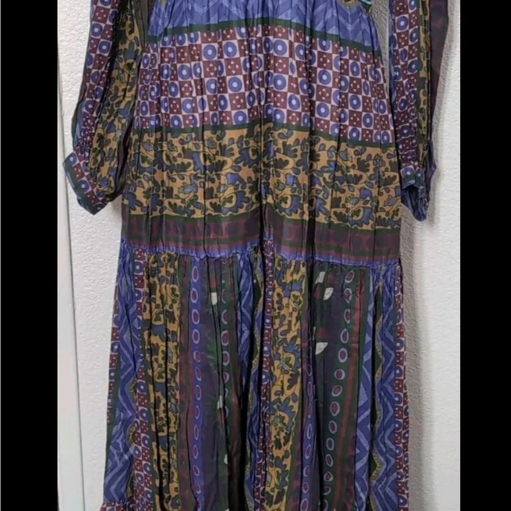 Zara Multicolor Patchwork Cotton Maxi Dress Medium
